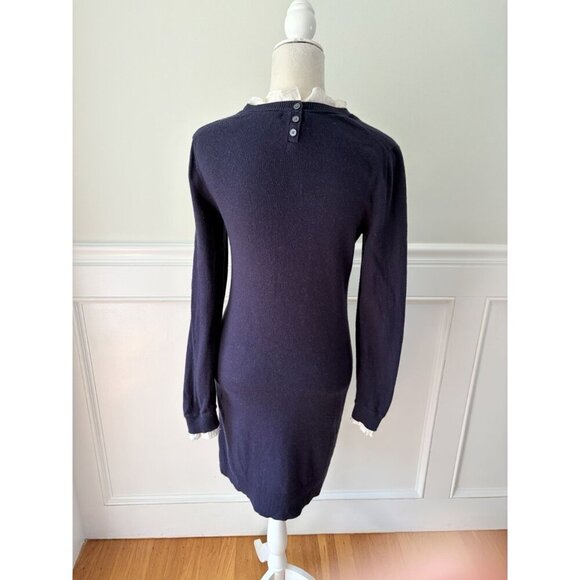 Boden Beatrice Sweater Dress Ruffle Neck Collar Navy Blue 6 - Picture 3 of 7